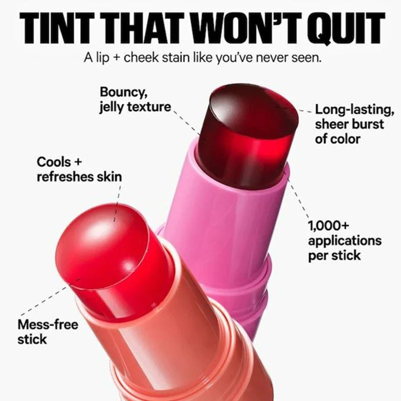 Jelly Lipstick Rouge Blush Stick 3-in-1 Korean Milk Makeup WOMEN Lip Gloss Eye Cheek Moisturizing Natural Lasting Contour Stick