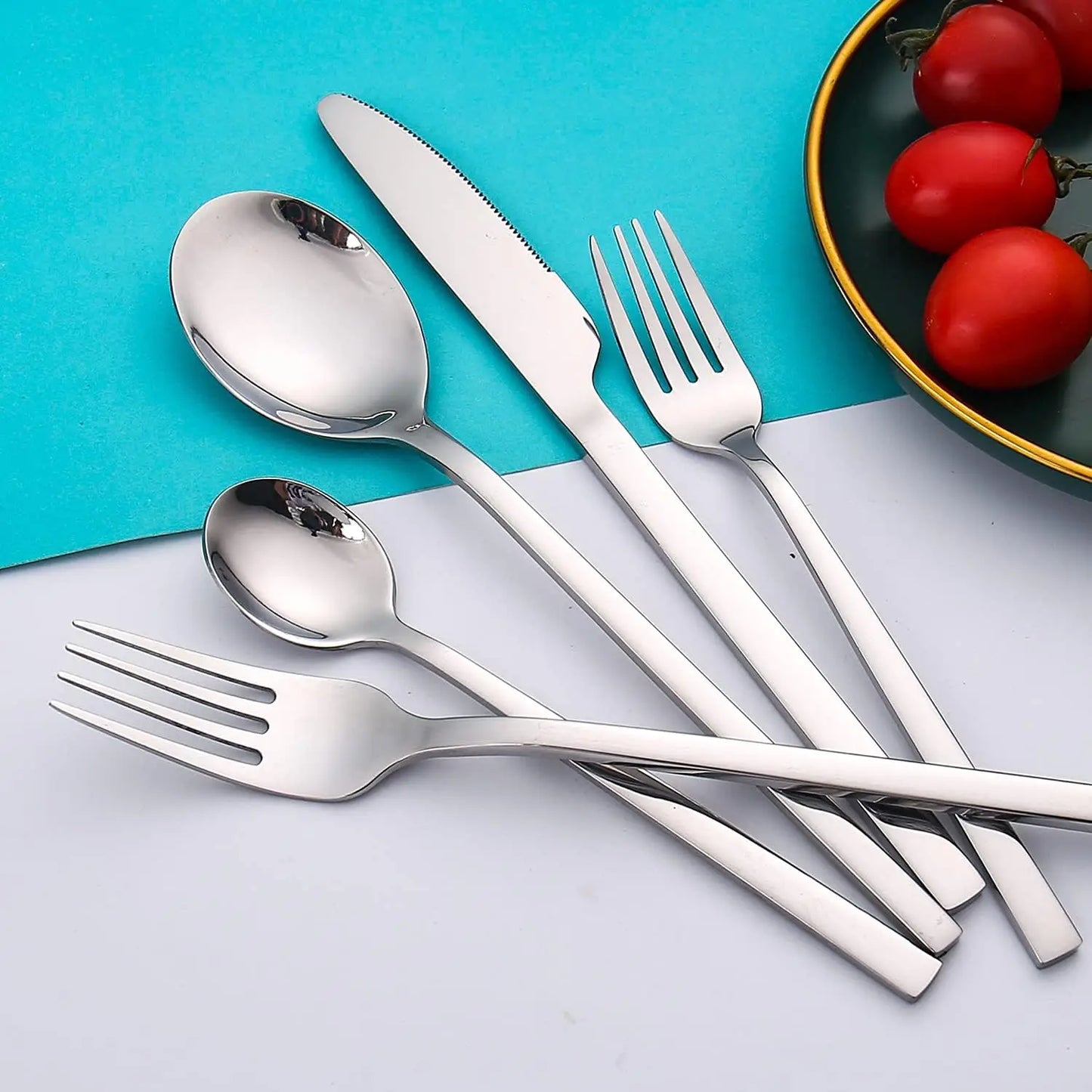 KuBac Hommi Golden Cutlery Set 18/10 stainless steel Silverware Gold Dinnerware Set Service For 6 Drop Shipping