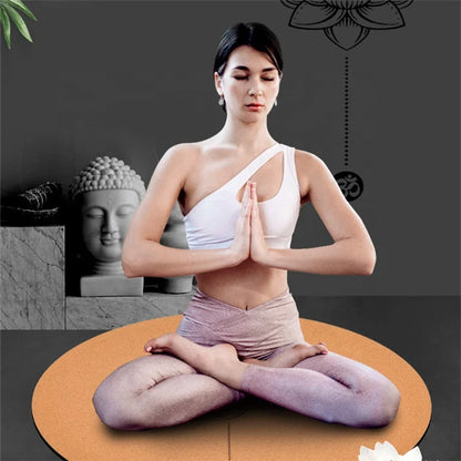 Wholesale Customized Round Yoga Meditation cork Yoga Mat Cork Rubber Yoga Mat
