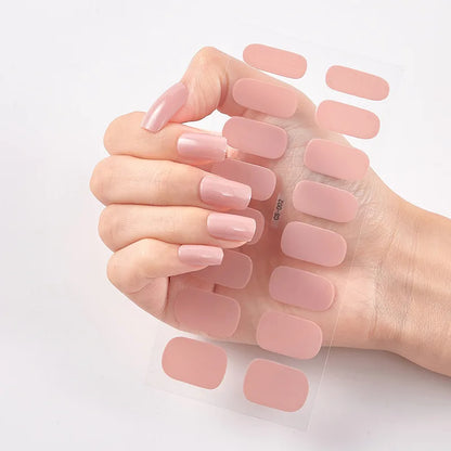16p solid color stickers nail art supplies European and American simple decals oil film decals press on nails stickers designer