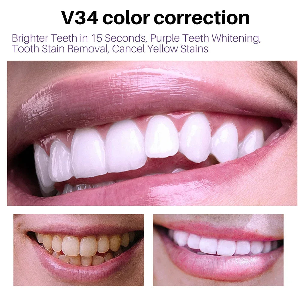 V34 Mousse Toothpaste Teeth Whitening Removing Yellow Teeth Cleaning Tooth Stain Oral Fresh Tooth Care Product 50ml 2024 New