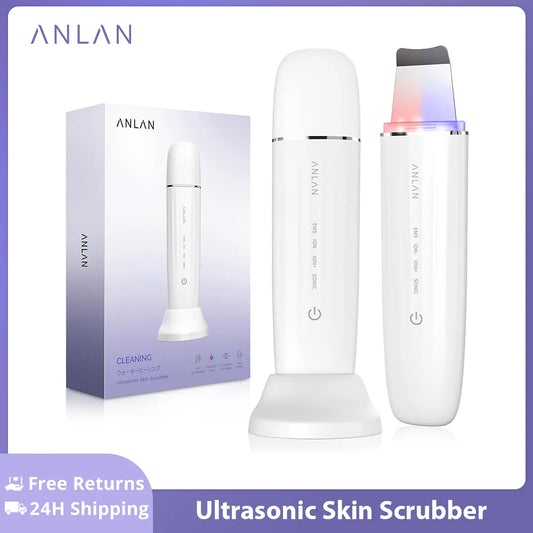 ANLAN Ultrasonic Skin Scrubber Peeling Facial Ultrasonic EMS Facial Lifting Red Blue Skin Care Pore Deep Cleansing Machine IPX7