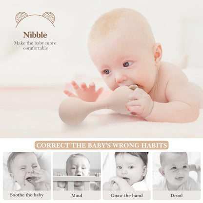 1PC Baby Rattle Toys Silicone Animal Cartoon Bear Sand Hammer Toys Newborn Bed Bell Rattle BPA Free Silicone Teether Toys Gifts