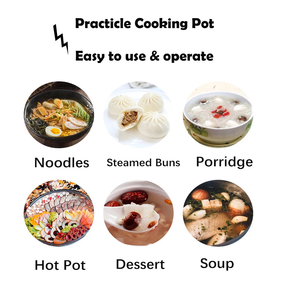 Multifunction Non-stick Pan Electric Cooking Pot Single/Double Layer Hot Pot Household 1-2 People Electric Rice Cooker Machine