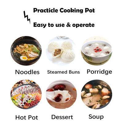 Multifunction Non-stick Pan Electric Cooking Pot Single/Double Layer Hot Pot Household 1-2 People Electric Rice Cooker Machine