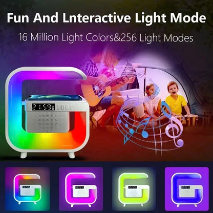 Multifunction 3 In 1 Wireless Charger Pad Stand Speaker RGB Night Light Fast Charging Station For iPhone Samsung Xiaomi Huawei