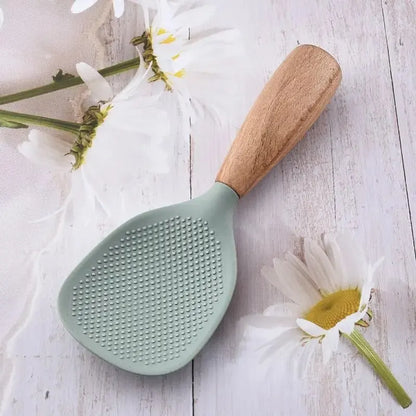 Silicone Spatula Non-stick Pan Special Household High Temperature Resistant Stir-fry Spatula Extended Wooden Handle Spatula