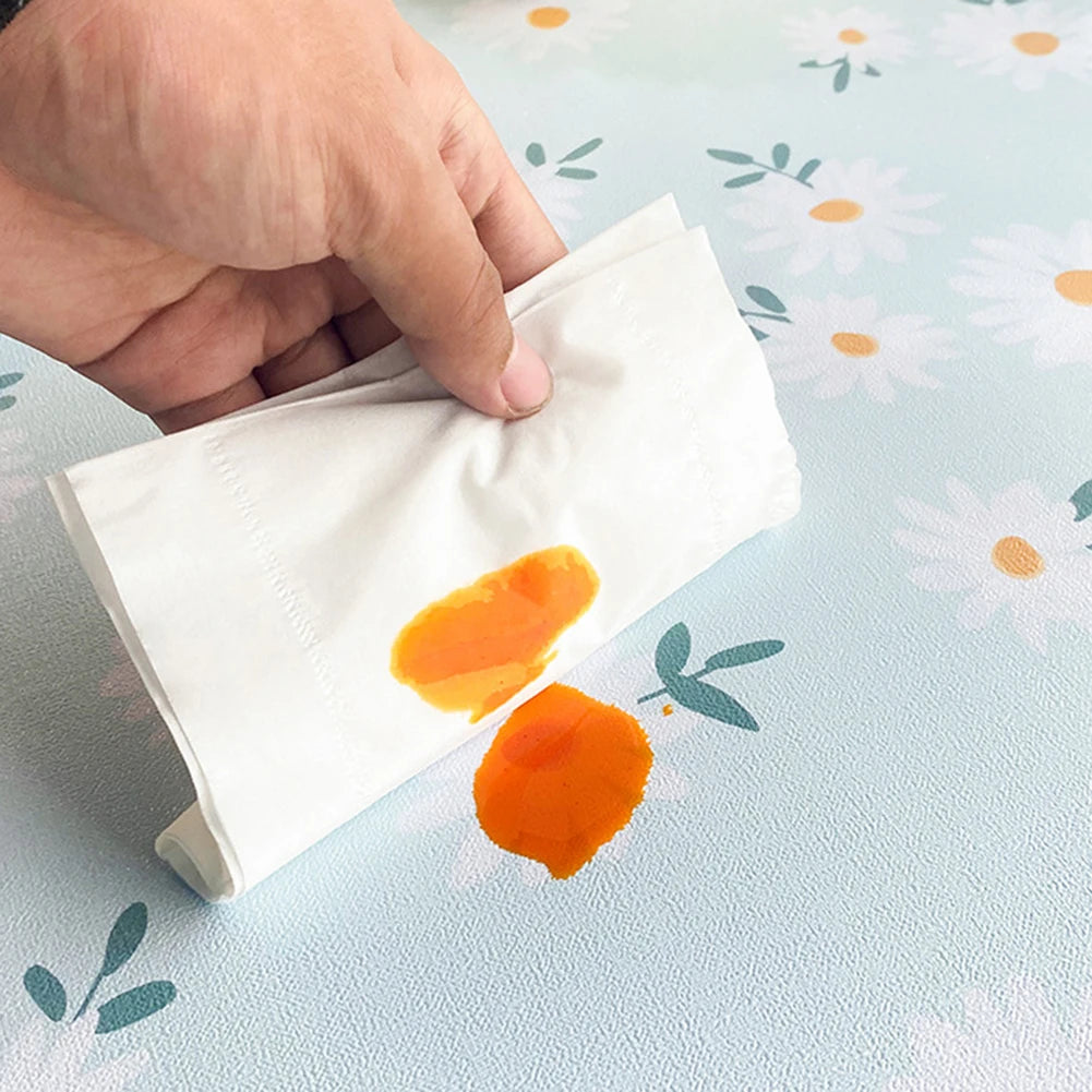 PVC Waterproof Table Cloth Oil Proof Wipeable Round Tablecloth Print Table Cover Desk Cloth for Kitchen Garden Dining  Wedding