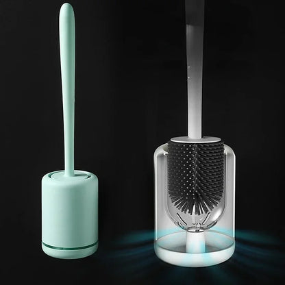 Silicone Toilet Brush Wc Quick Drying Bracket Gap Brush With Holder Flat Head Soft Bristles Cleaning Tools Bathroom Accessories
