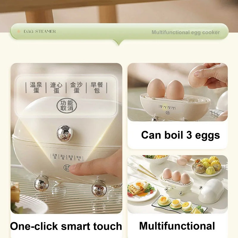120W Smart Egg Cooker Student Dormitory Mini Rapid Breakfast Machine Multifunction Automatic Power Off Electric Steamer