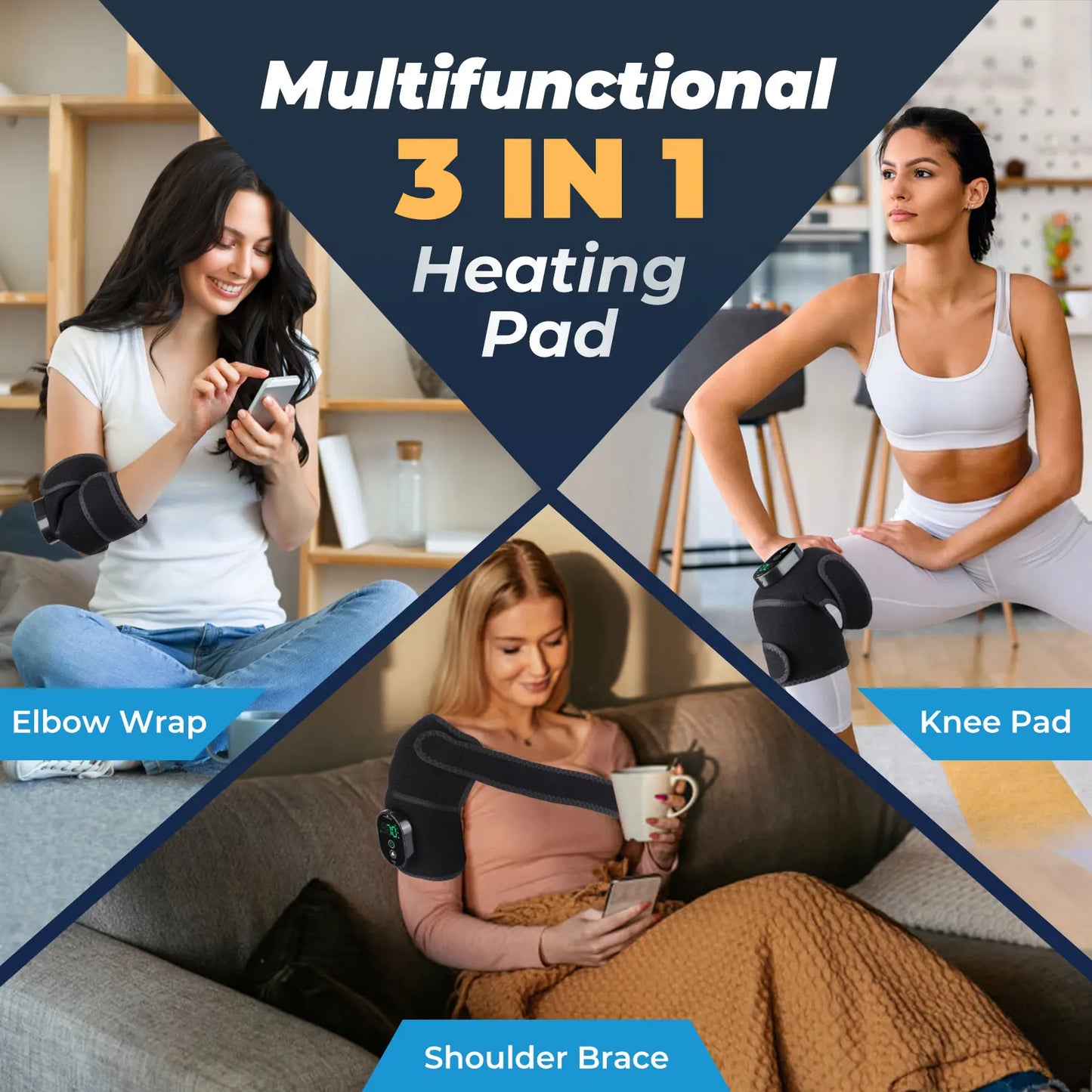 Wireless Heating Knee Brace Multifunctional Heated Shoulder and Elbow Hot Compress Device 6-speed Keep Warm USB Charging