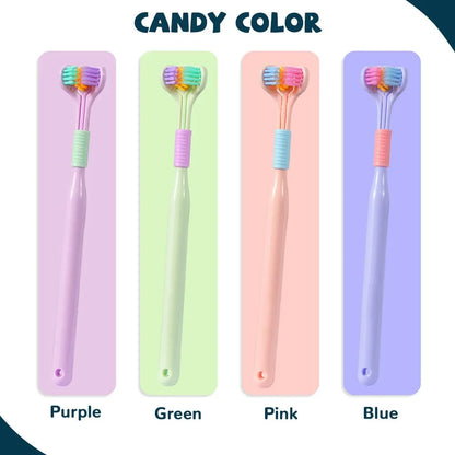 3D Stereo Three-Sided Toothbrush PBT Ultra Fine Soft Hair Adult Toothbrushes Tongue Scraper Oral Care 360° Cleaning Teeth Brush
