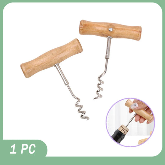 Wine Opener With Wooden Handle Screw Opener Wine Beer Tool Bar Wood Handle Corkscrew Professional For Kitchen New Gadget Kitchen