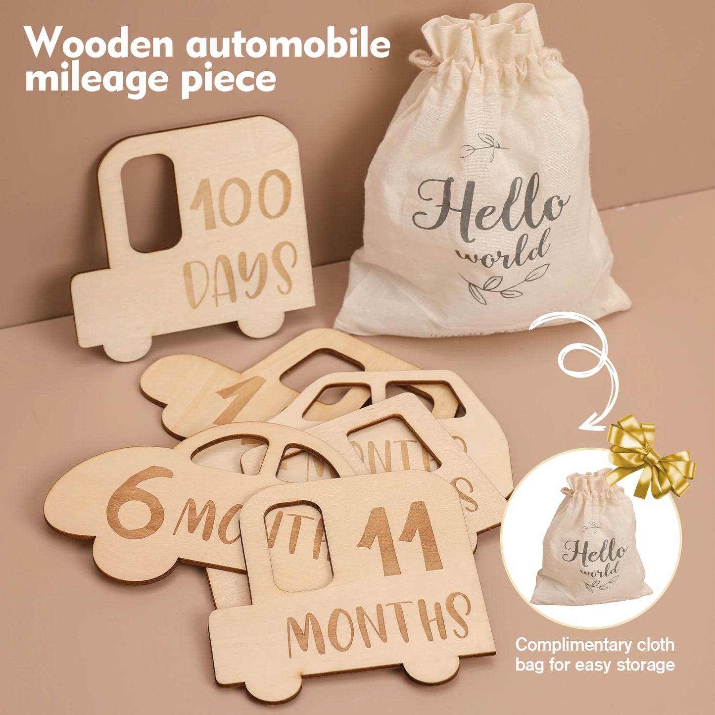 Wooden Baby Milestone Card For Newborn Baby Photography Engraved Age Milestone Wood Card Month Sticker Newborn Gifts