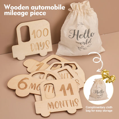 Wooden Baby Milestone Card For Newborn Baby Photography Engraved Age Milestone Wood Card Month Sticker Newborn Gifts