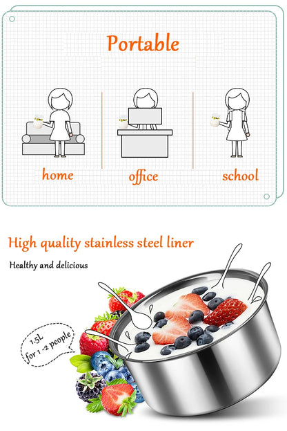 1.5L Electric Yogurt Maker Fermenter Automatic Multifunction Stainless Steel Liner Natto Rice Wine Pickle Machine 7 Yoghurt Cups