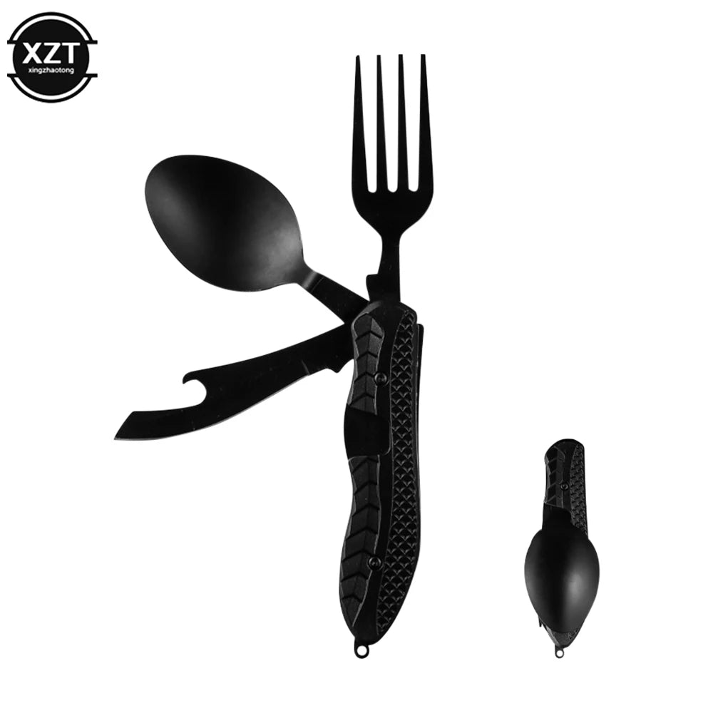 Folding Spoon Fork Knife | Portable Multitool Fork Knife