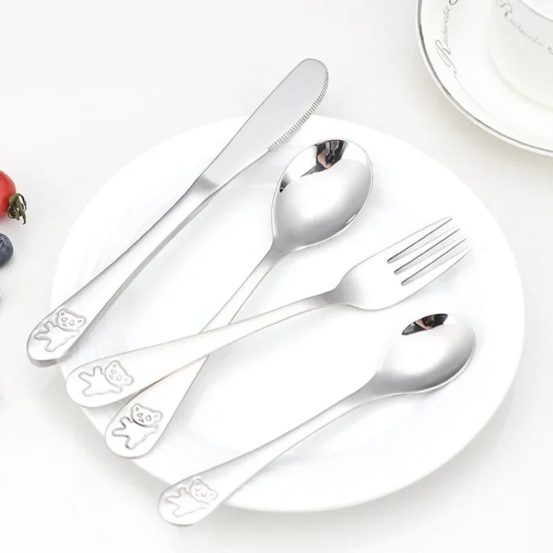 Stainless Steel Spoon Fork Table  Western-Style Knife Tableware Set Feeding  Baby Children Products Food
