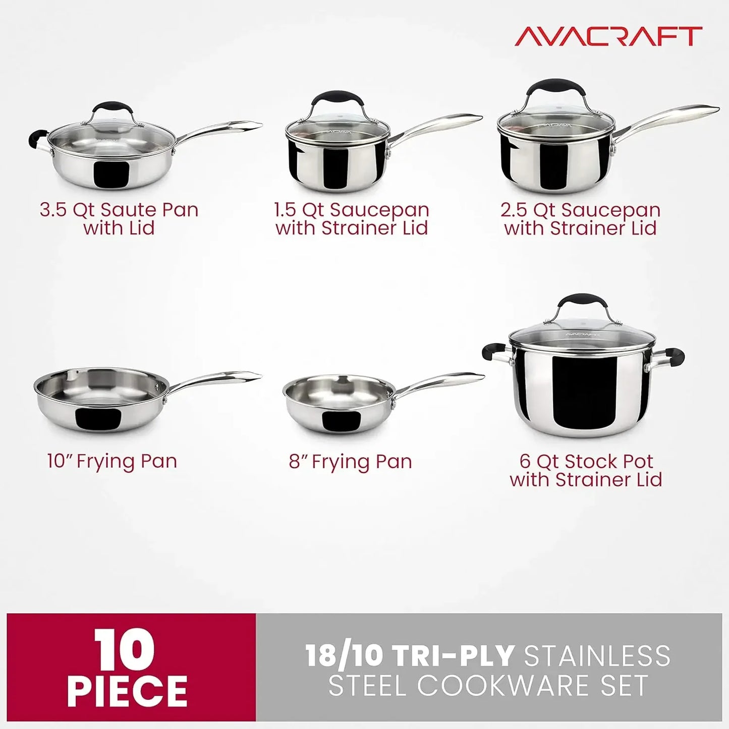 AVACRAFT 18/10 Cookware Set
