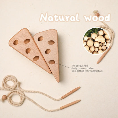 Wooden Lacing Cheese Threading Toys for Toddlers Montessori i Wood Cheese Toys Puzzle Game Threading Educational Toys Baby Gifts
