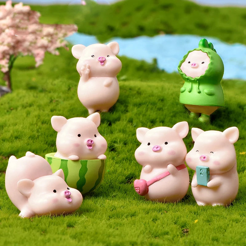 Kawaii Pig Resin Diy Home Decoration Figurines Dollhouse Moss Terrarium Landscape Accessories Fairy Garden Miniatures Room Decor