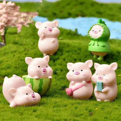 Kawaii Pig Resin Diy Home Decoration Figurines Dollhouse Moss Terrarium Landscape Accessories Fairy Garden Miniatures Room Decor