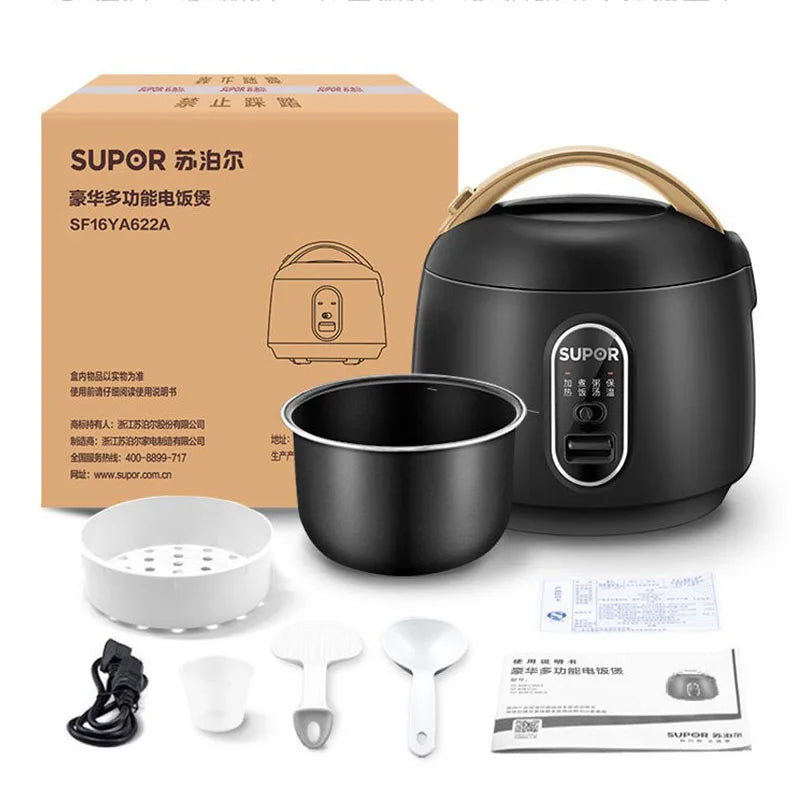 SUPOR Rice Cooker 1.6L Mini Portable Electric Cooking Pot 300W Multifunctional Kitchen Appliance Non-Stick Liner For Dormitory