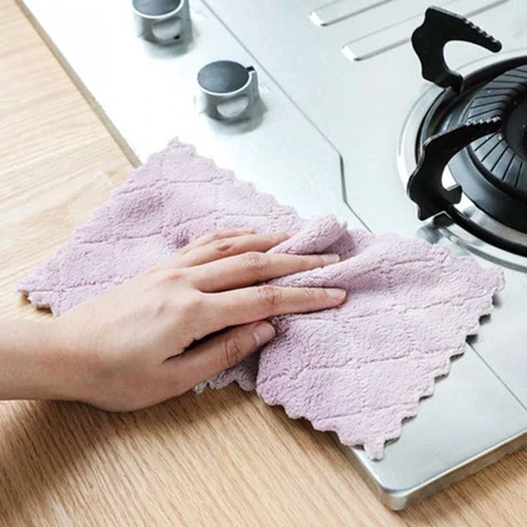 Practical Kitchen Cleaning Rag Double-Sided Dish Washing Cloth Strong Absorbent Scouring Pad Dry Wet Kitchen Towel Toallas