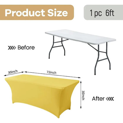 Stretch Spandex Table Cover Fitted Table Clothes for 4/6/8 Foot Rectangle Tables, Black Table Cloths for Home Parties