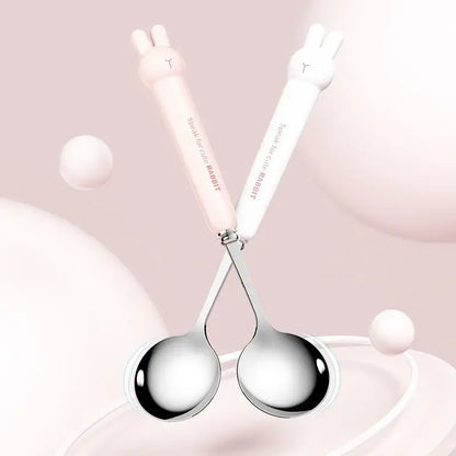 Cute Rabbit 304 Stainless Steel Tableware Spoon Fork Chopsticks Cartoon Student Children Good Gift Cutlery Set