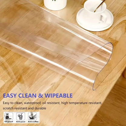 Transparent PVC tablecloth, soft glass crystal table mat, oilproof and waterproof, suitable for coffee table, dining table, desk