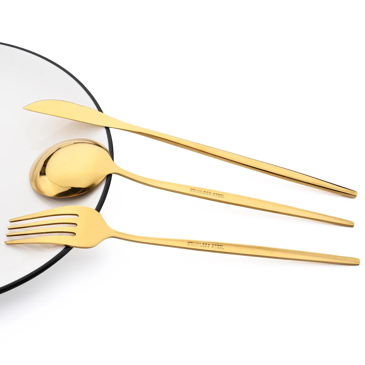 Gold Dinnerware Cutlery Set Dessert Knife Fork Teaspoon Ice Cream Scoop Chopsticks Flatware Stainless Steel Tableware Silverware