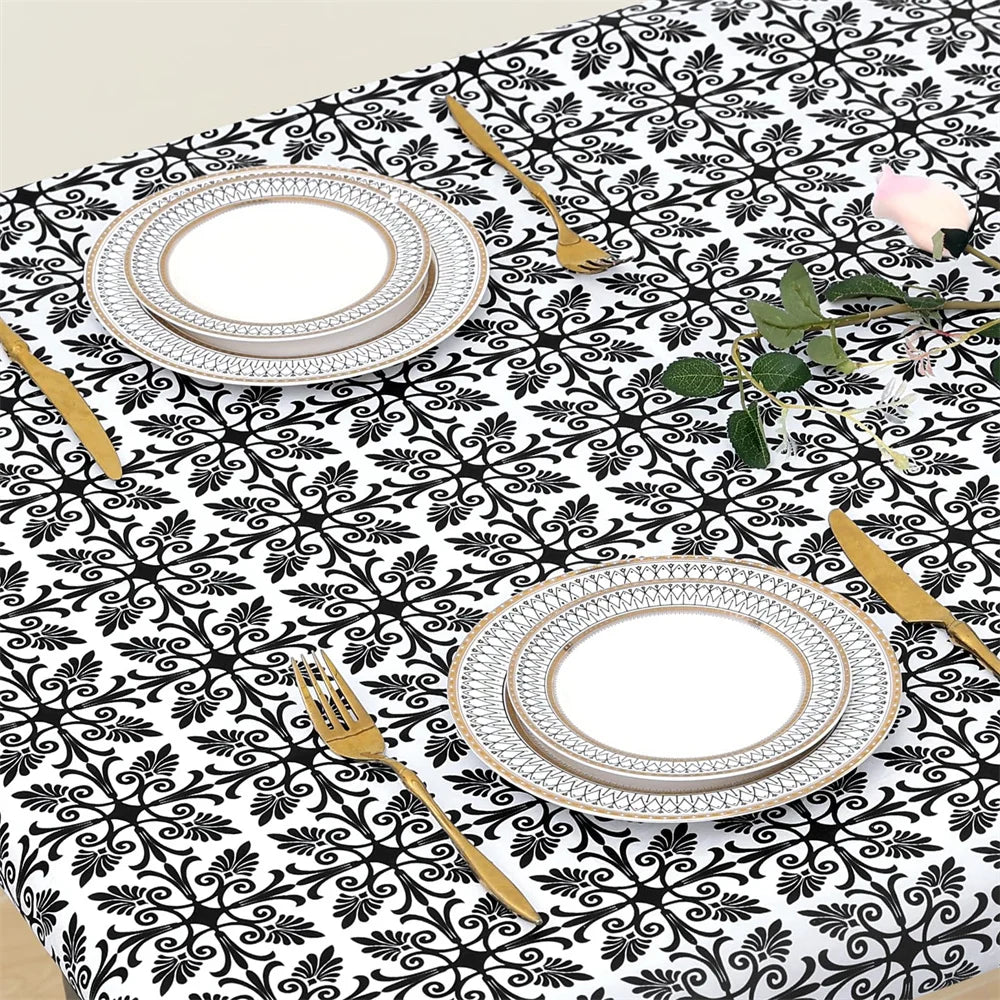 Olanly Rectangle Vinyl Table Cloth Elastic Fitted Tablecloth Waterproof Plastic Table Covers Fold Tables Picnic Camping Outdoor