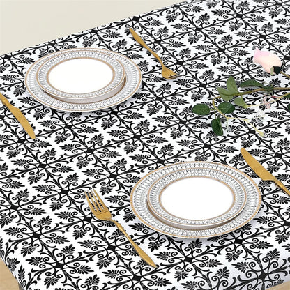 Olanly Rectangle Vinyl Table Cloth Elastic Fitted Tablecloth Waterproof Plastic Table Covers Fold Tables Picnic Camping Outdoor