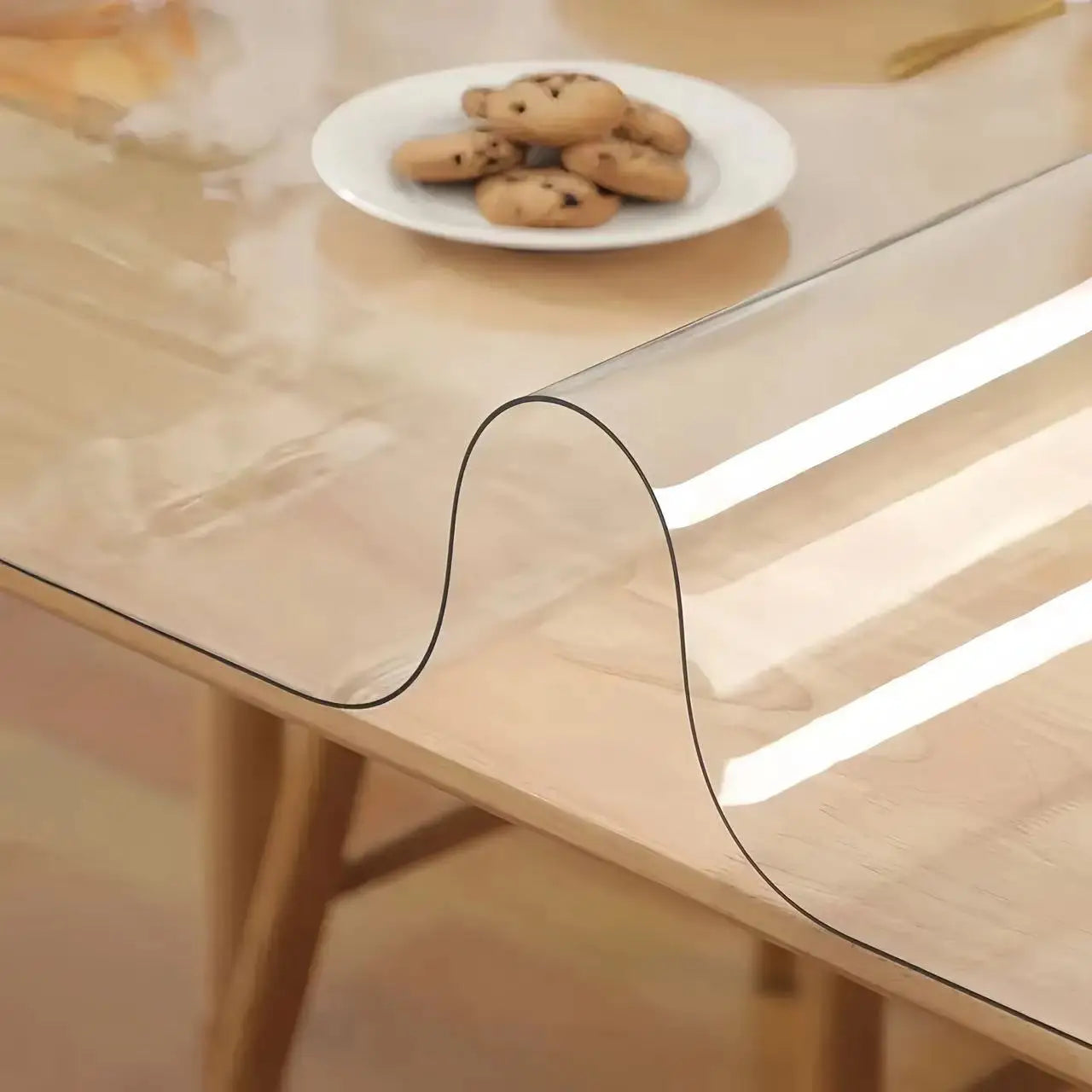 Transparent PVC tablecloth, soft glass crystal table mat, oilproof and waterproof, suitable for coffee table, dining table, desk