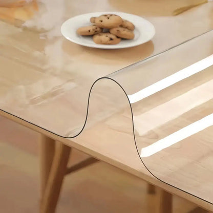 Transparent PVC tablecloth, soft glass crystal table mat, oilproof and waterproof, suitable for coffee table, dining table, desk
