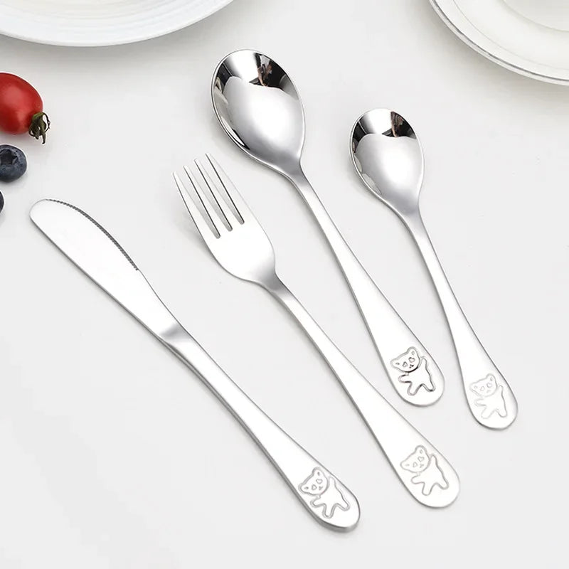 Stainless Steel Spoon Fork Table  Western-Style Knife Tableware Set Feeding  Baby Children Products Food