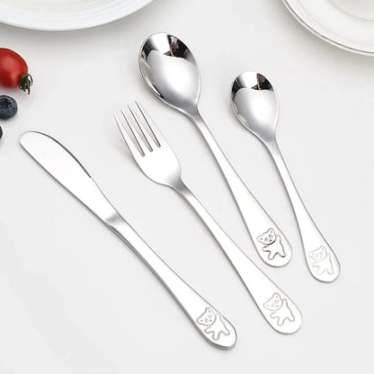 Stainless Steel Spoon Fork Table  Western-Style Knife Tableware Set Feeding  Baby Children Products Food