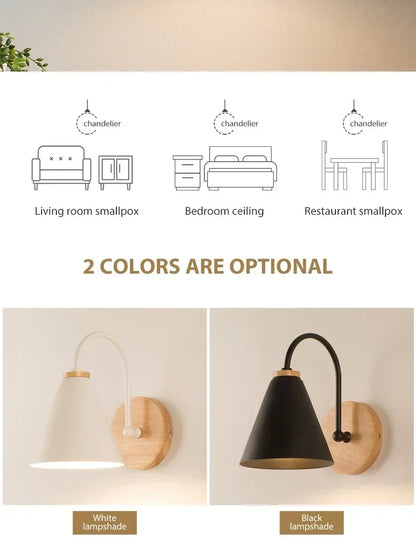 Nordic Wall Sconce Light Fixture for Bedroom Bedside Living Room Lighting Luminaire Lamp Indoor Wooden decor retro