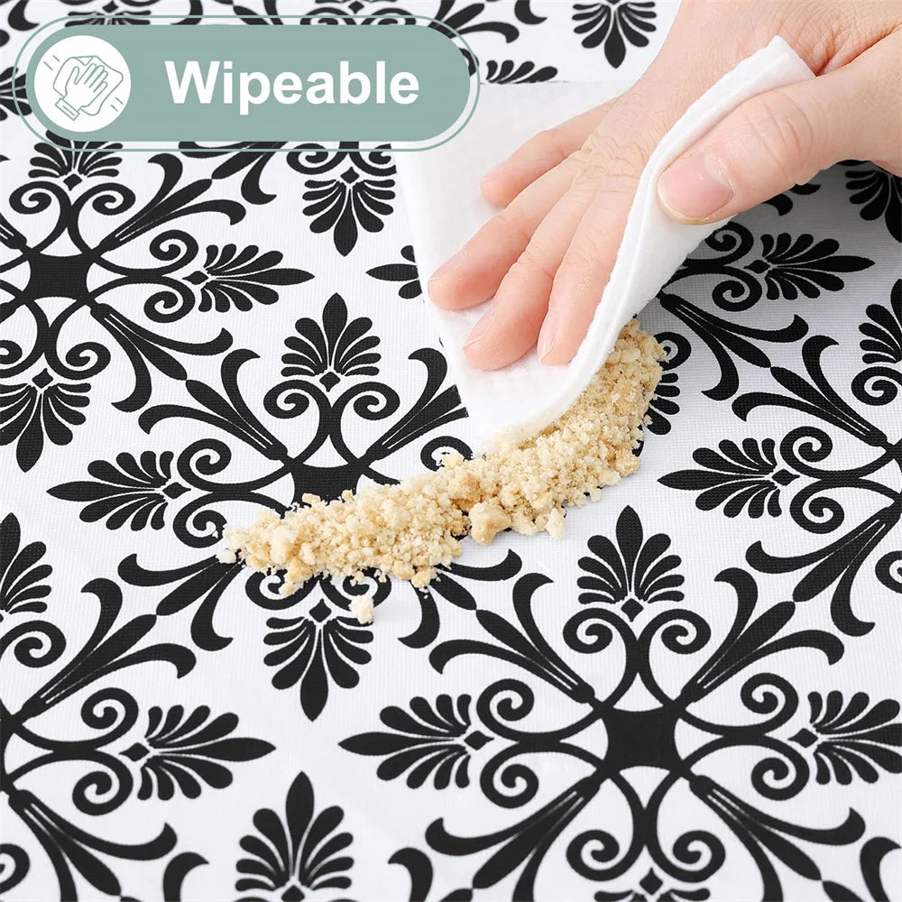 Homaxy Rectangle Vinyl Table Cloth Elastic Fitted Tablecloth Waterproof Plastic Table Covers Fold Tables Picnic Camping Outdoor
