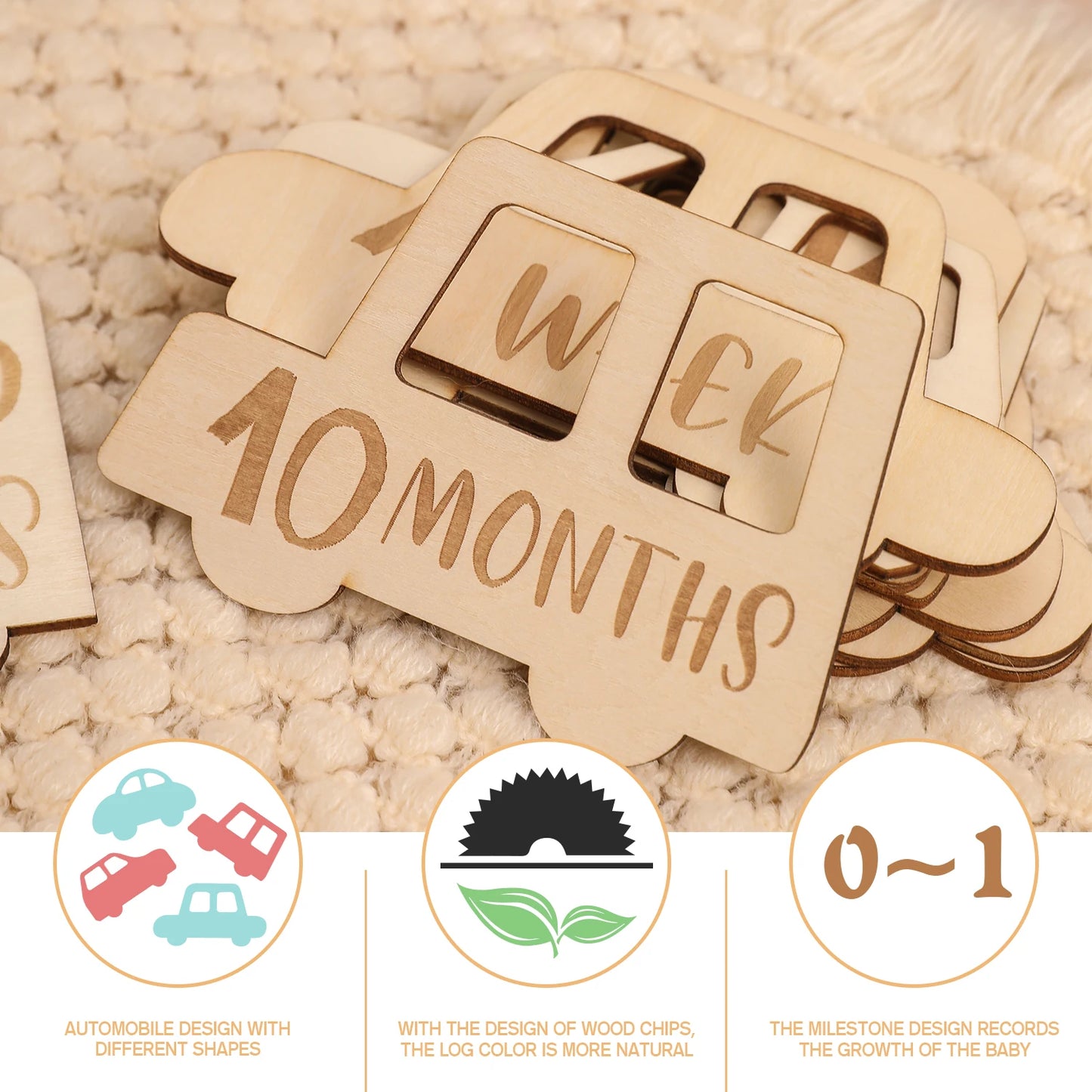 Wooden Baby Milestone Card For Newborn Baby Photography Engraved Age Milestone Wood Card Month Sticker Newborn Gifts