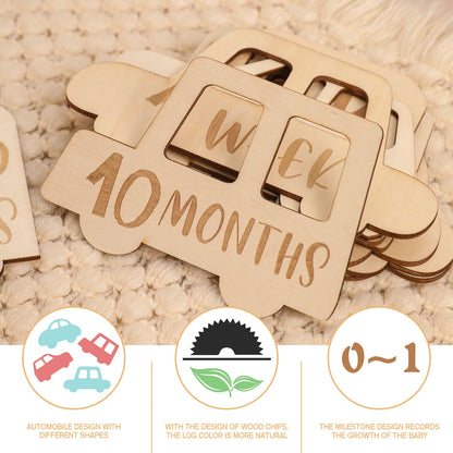 Wooden Baby Milestone Card For Newborn Baby Photography Engraved Age Milestone Wood Card Month Sticker Newborn Gifts