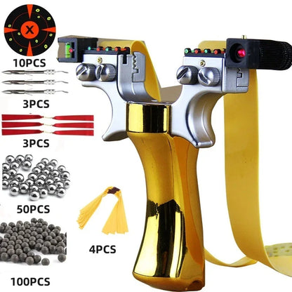 NEWLaser Assisted Aiming Slingsshot Double Screw Fast Compression Slingshot Outdoor Hunting Shooting Fishing Hunting Accessories