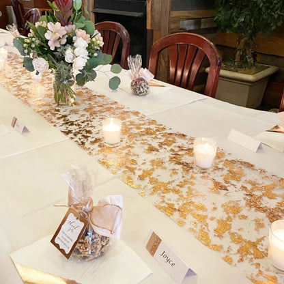 Sparkle Metallic Gold Table Runner Gold/Silver Sequin Glitter Metallic Foil Mesh Roll Party Wedding Birthday Table Decoration