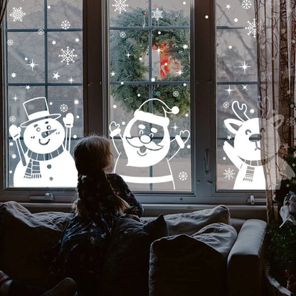 Santa Snowman Elk Window Stickers