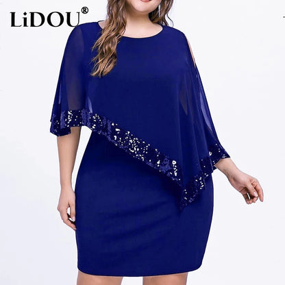 Plus Size Sequin Off-Shoulder Dress
