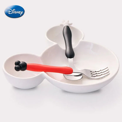 Disney Mickey Minnie Mouse Spoon Fork Tableware Cartoon Kids Dessert Spoon Fruit Fork Cutlery Set Children Food Picks Rice Spoon