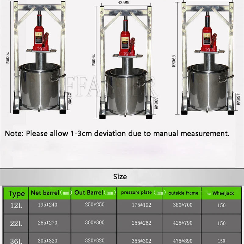 Manual Hydraulic Fruit Juicer/Hand Stainless Steel Grape Press Machine/Small Grape Wine Pressing Machine