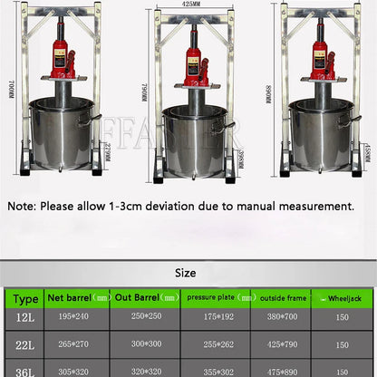 Manual Hydraulic Fruit Juicer/Hand Stainless Steel Grape Press Machine/Small Grape Wine Pressing Machine