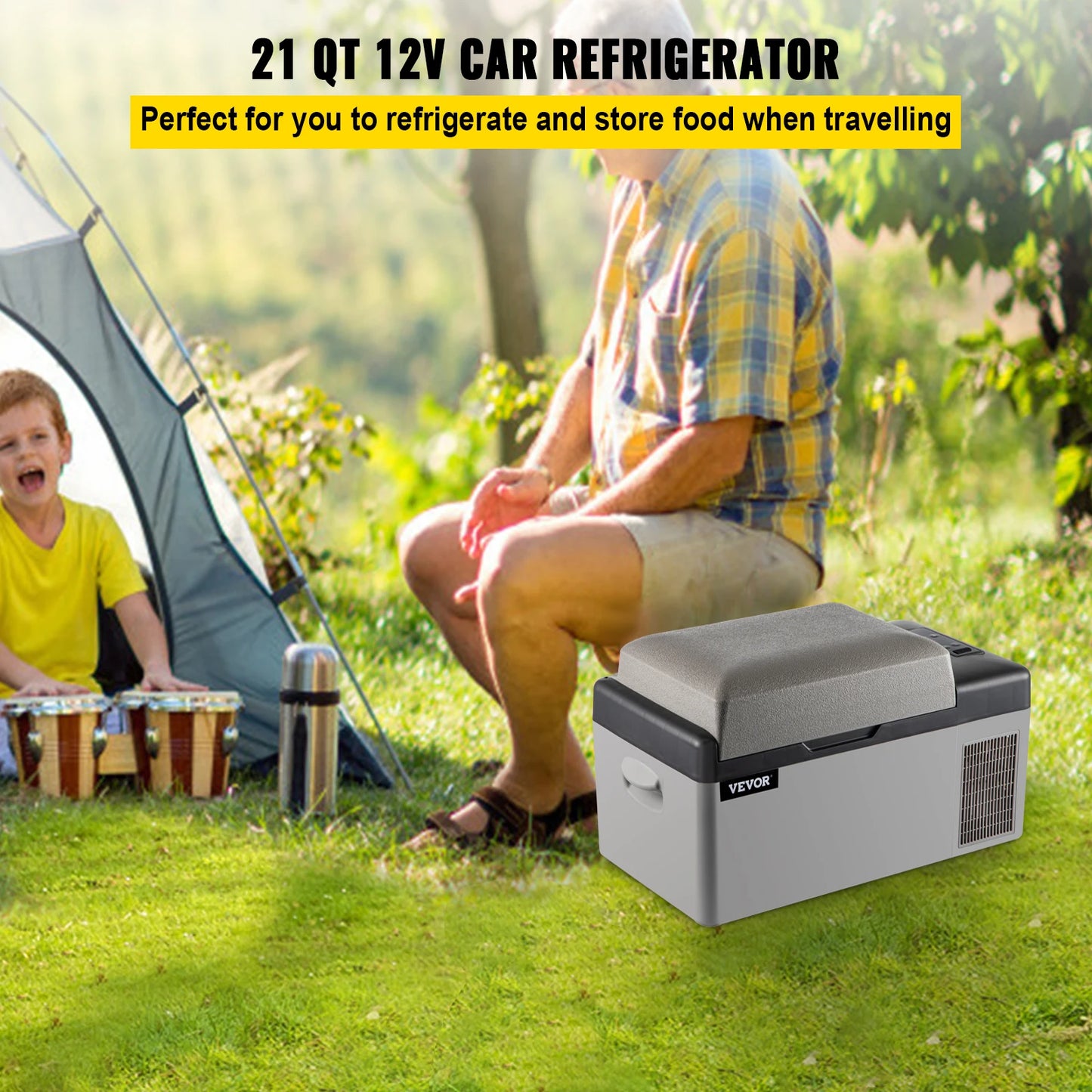 VEVOR Car Refrigerator 20L Compressor Portable Small Refrigerator Freezer Mini Electric Cooler for Driving Travel Fishing Outdoo